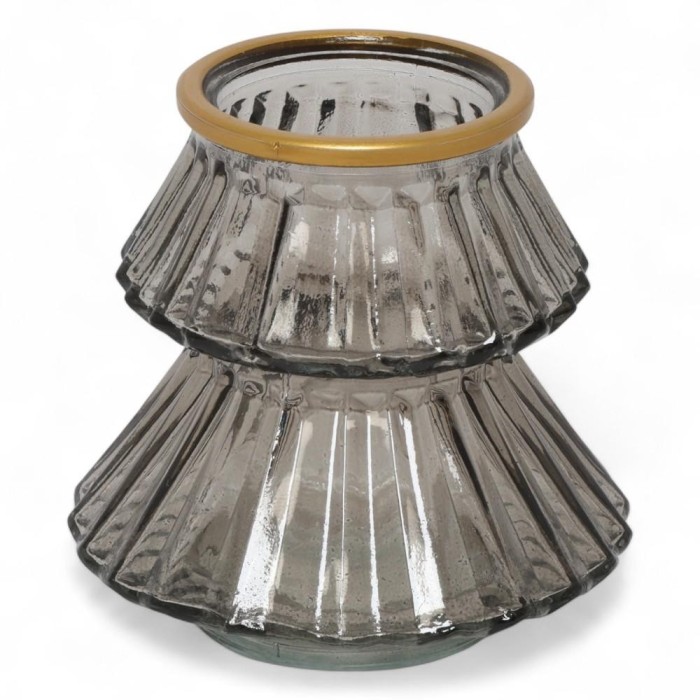 PORTACANDELA VETRO TELLINE GRIGIO H.11